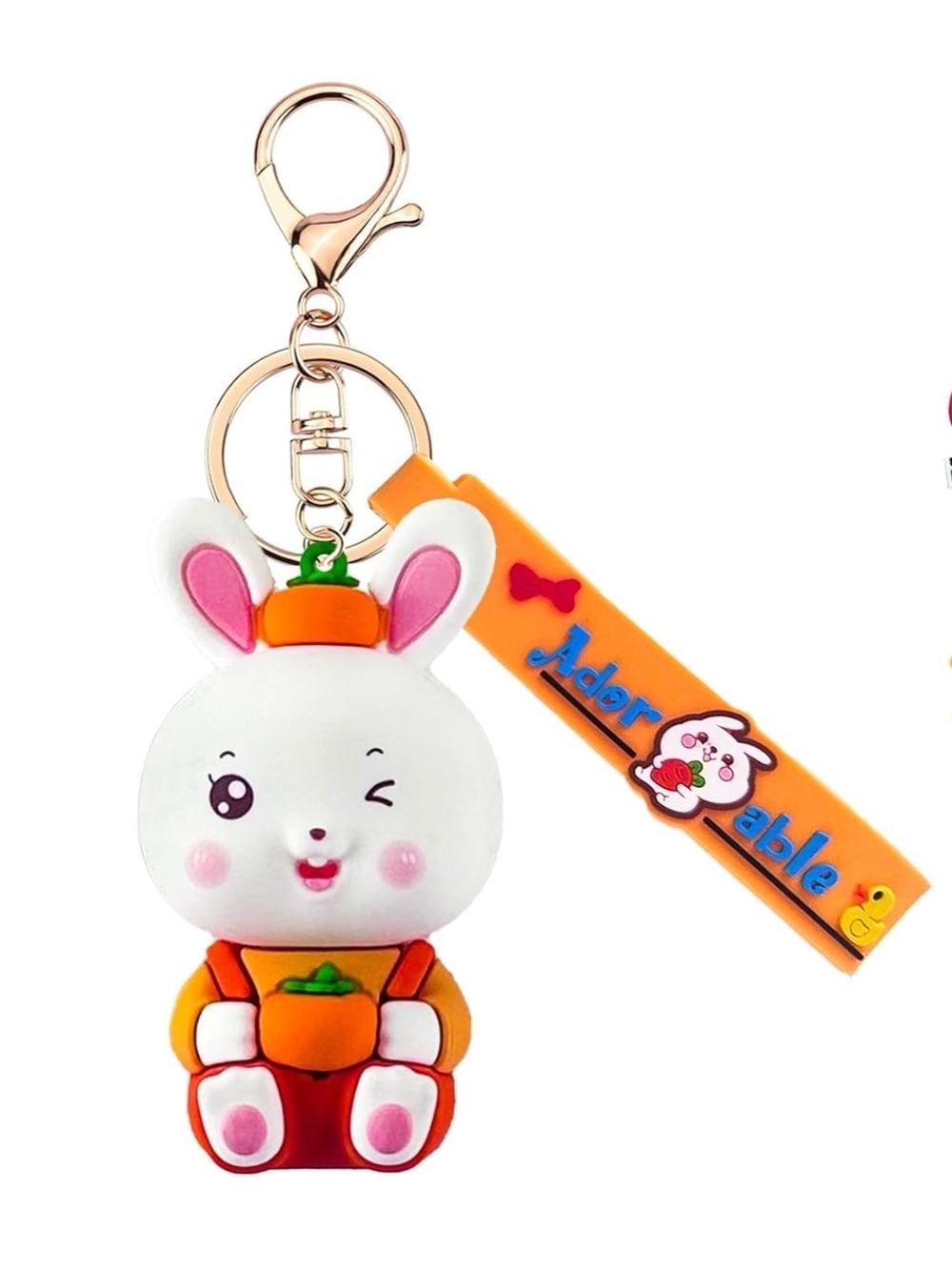Adorable Orange Bunny Keychain Plush Charm for Kids